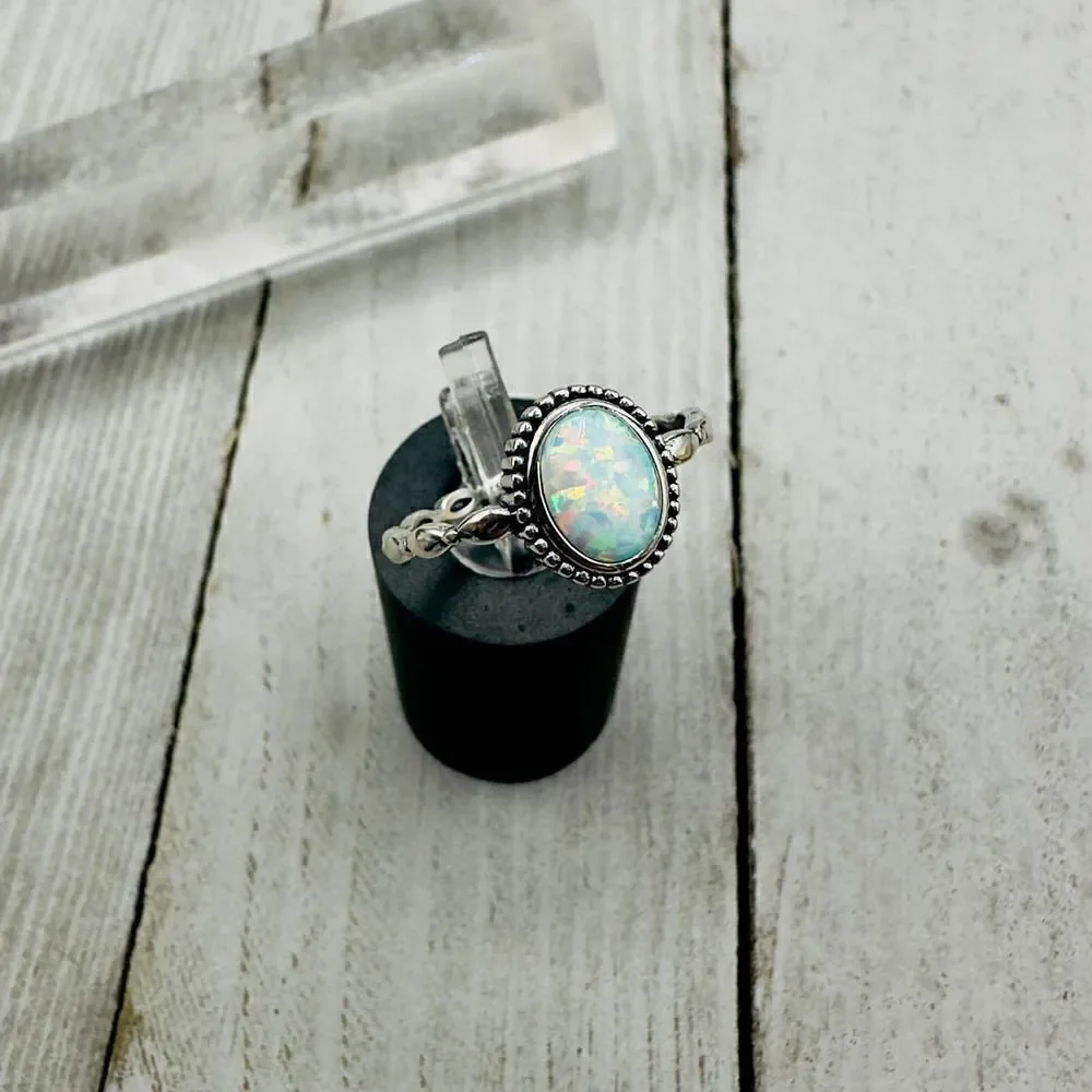 Lab Opal Sterling Silver Ring